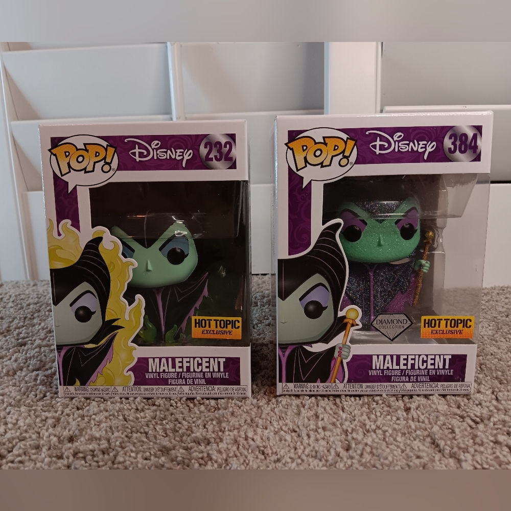 New Hot Topic Exclusive Maleficent Disney Funko Pop, #232, #384 Diamond Edition